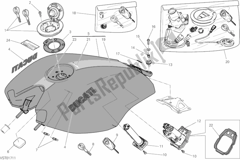 All parts for the 032 - Fuel Tank of the Ducati Diavel Xdiavel S 1260 2018